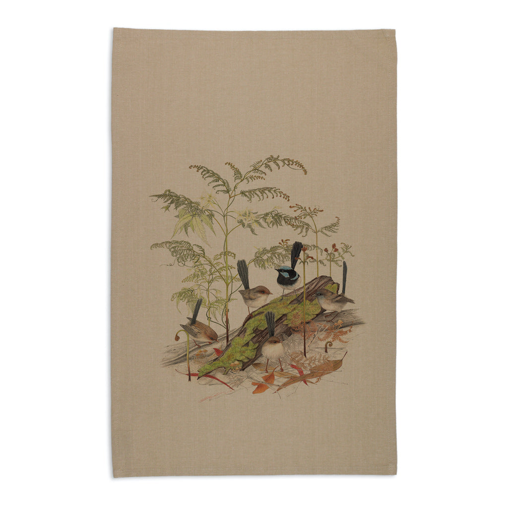 Linen Press Tea Towel Beige Meg Wells (Organic Cotton) Teros