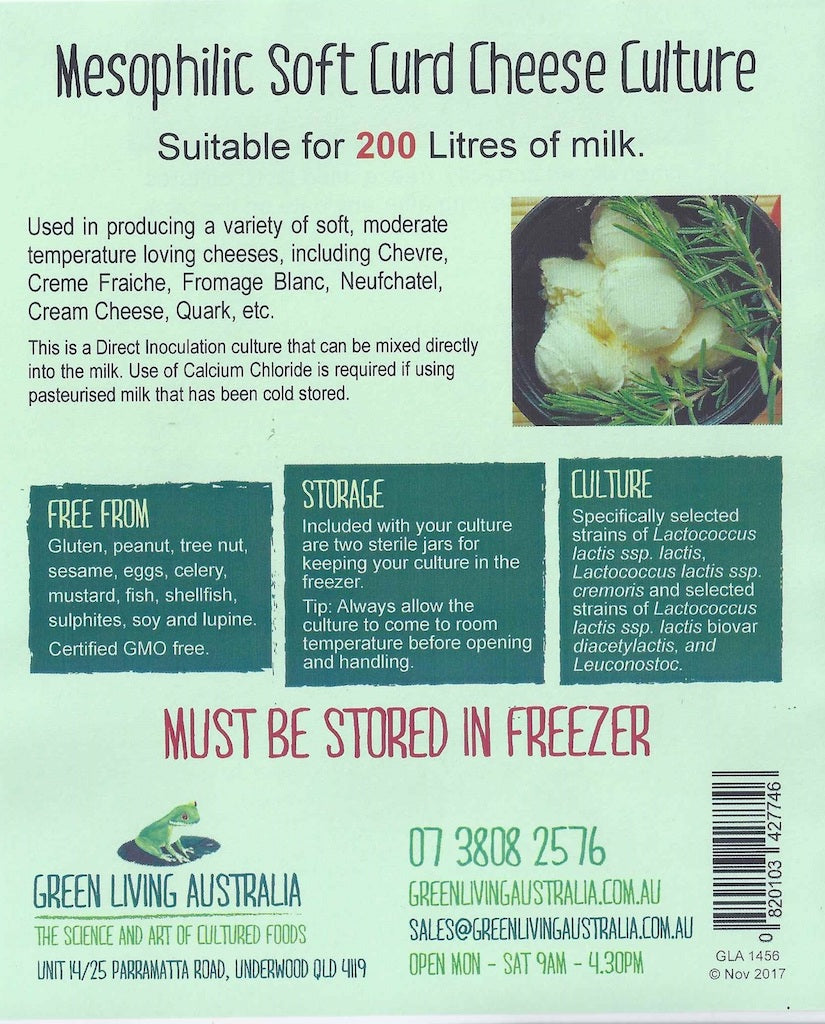 Green Living Australia Mesophilic Soft Curd Cheese Culture