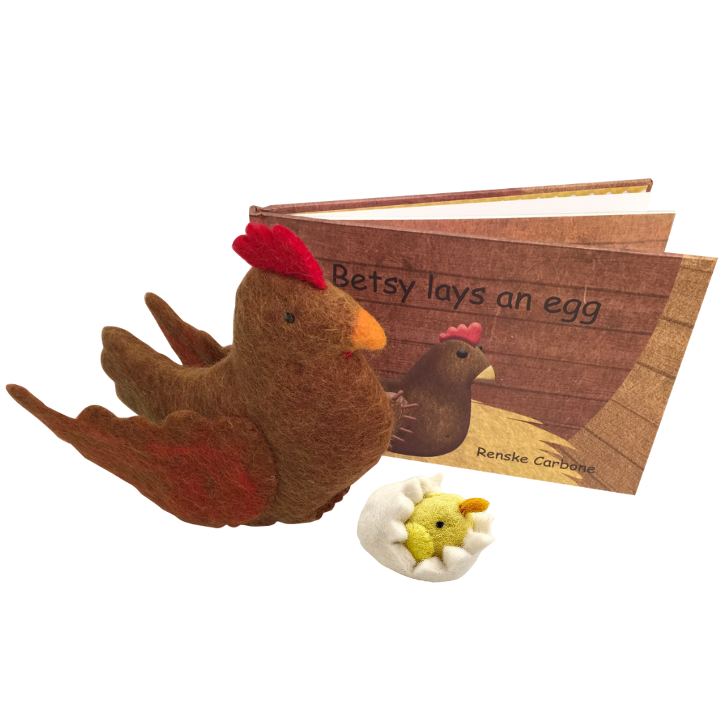Papoose "Betsy Lays an Egg" Book & Felt Toy
