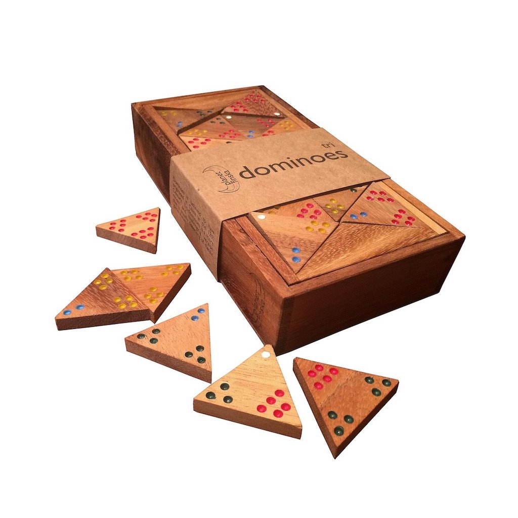 triomino, tri domino, triangle domino wooden