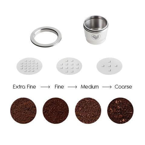 Teros - WayCap refillable coffee capsule lid options for different grades of coffee